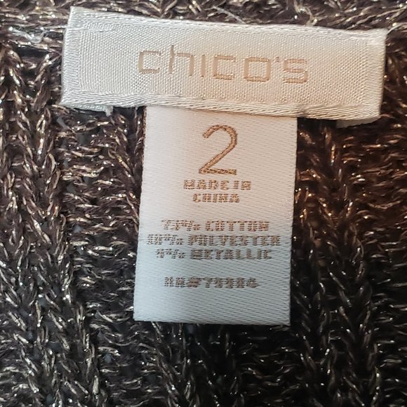 Chico's Brown Shimmer Waterfall Front Cardigan Sweater - Picture 9 of 9